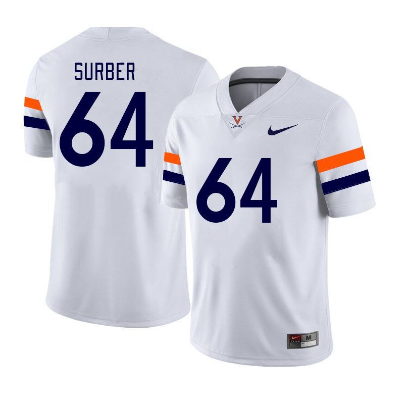 Men #64 Cole Surber Virginia Cavaliers College Football Jerseys Stitched Sale-White - Click Image to Close